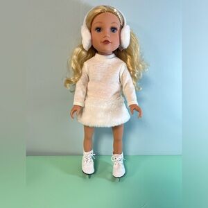 Geoffrey Journey Girl 18” Doll with White Dress, Ear Muffs and Ice skates, Toy